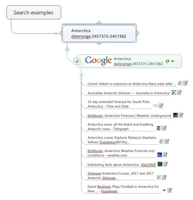 Google search map part with daterange operator added