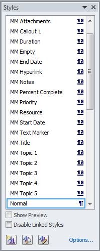 MM Word Styles List